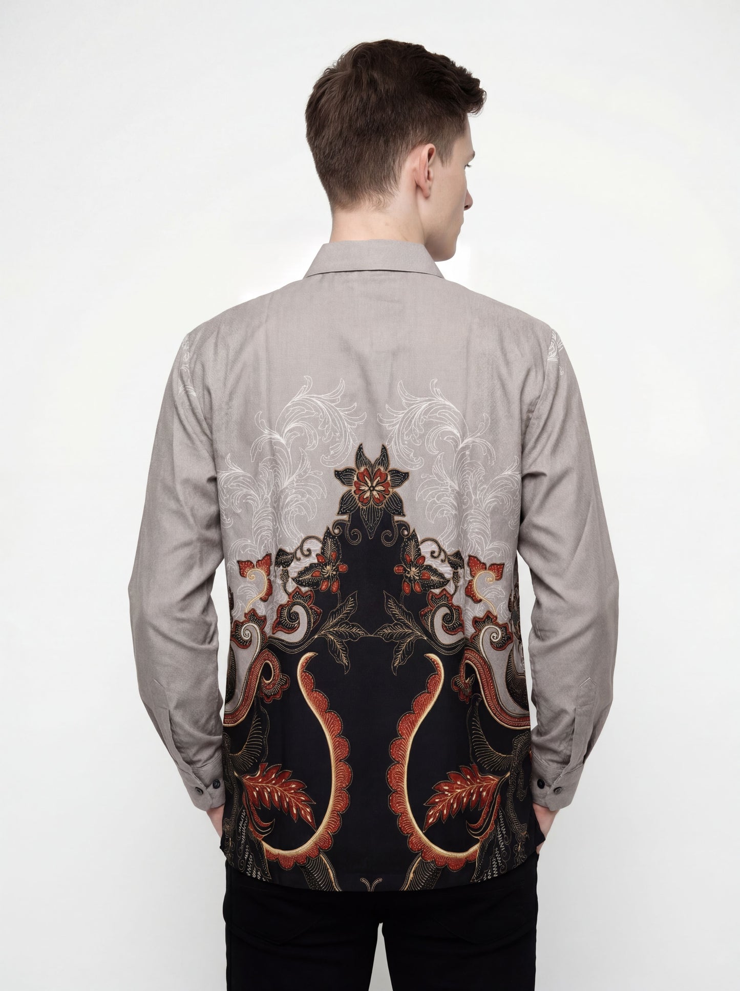 Men’s Batik Shirt – Ash Bloom | Long Sleeves