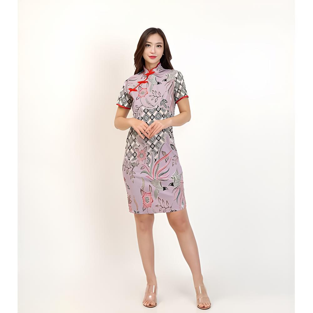 Batik Cheongsam – Lilac Serenity
