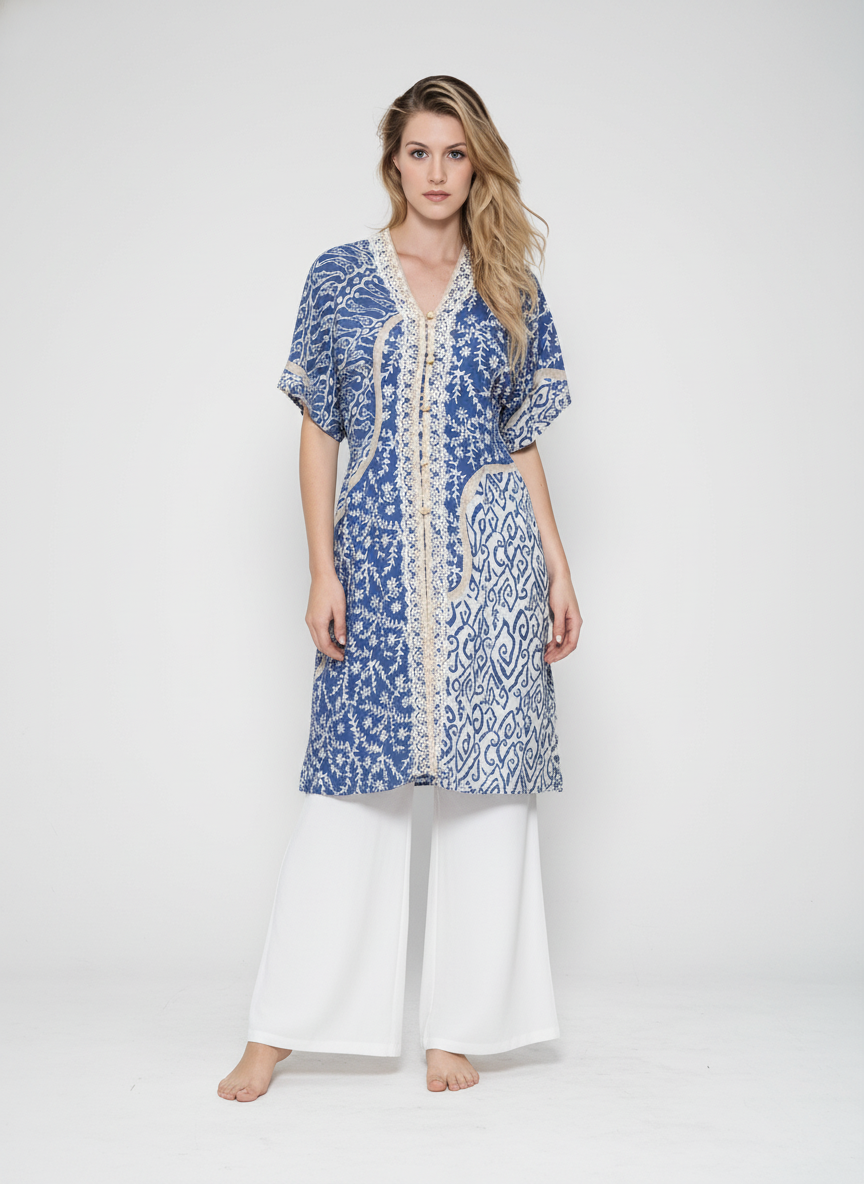 Women's Batik Kebaya Dara Vest - Royal Blue