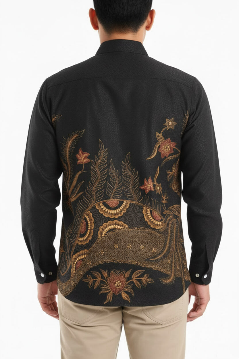 Men’s Batik Shirt – Golden Aviary | Long Sleeves3