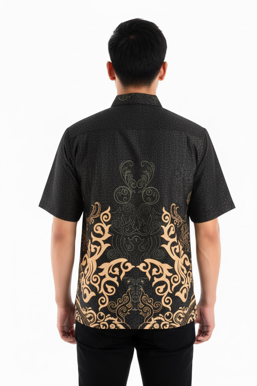 Men’s Batik Shirt – Obsidian Crest | Short Sleeves3