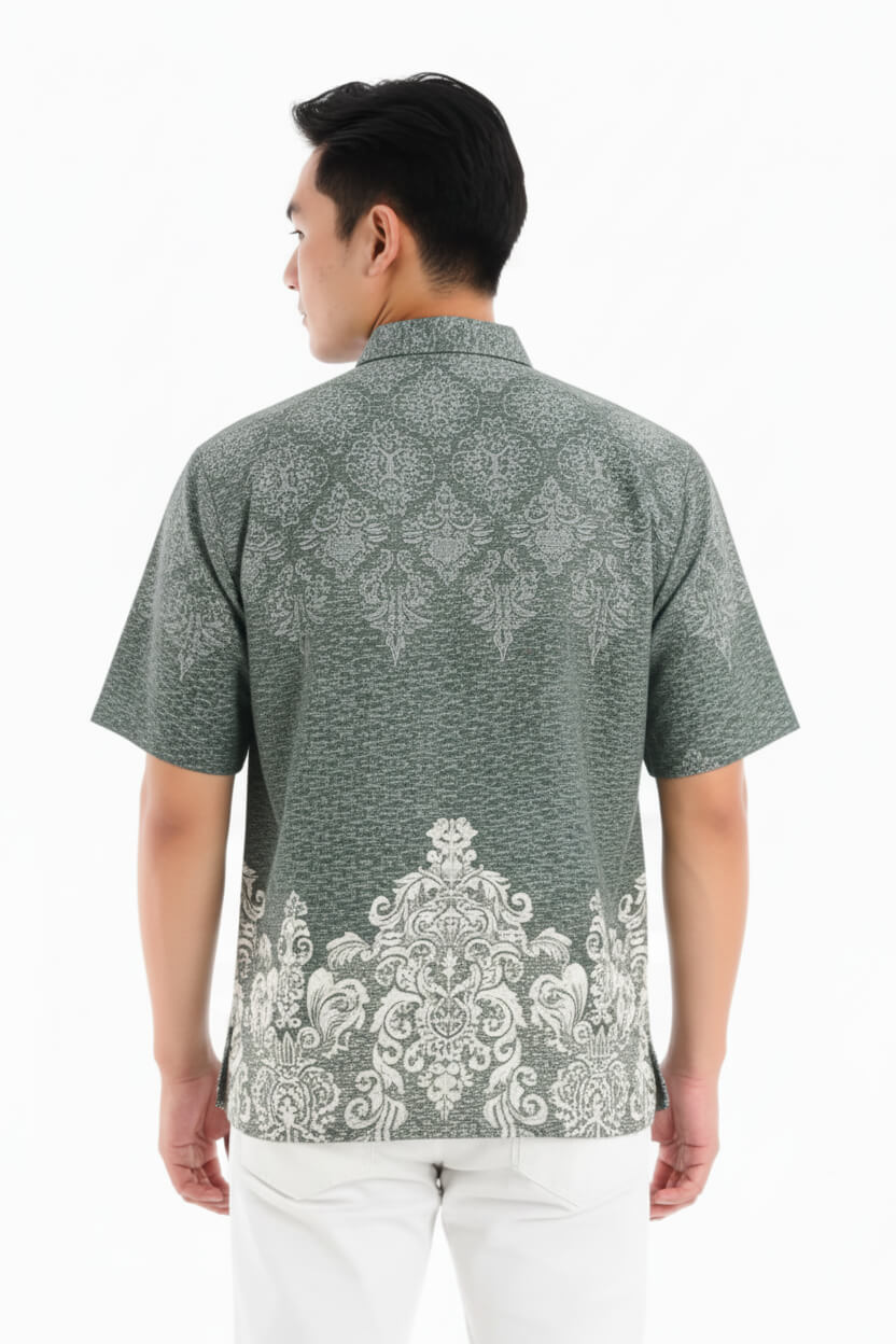 Men’s Batik Shirt – Sage Crest | Short Sleeves3