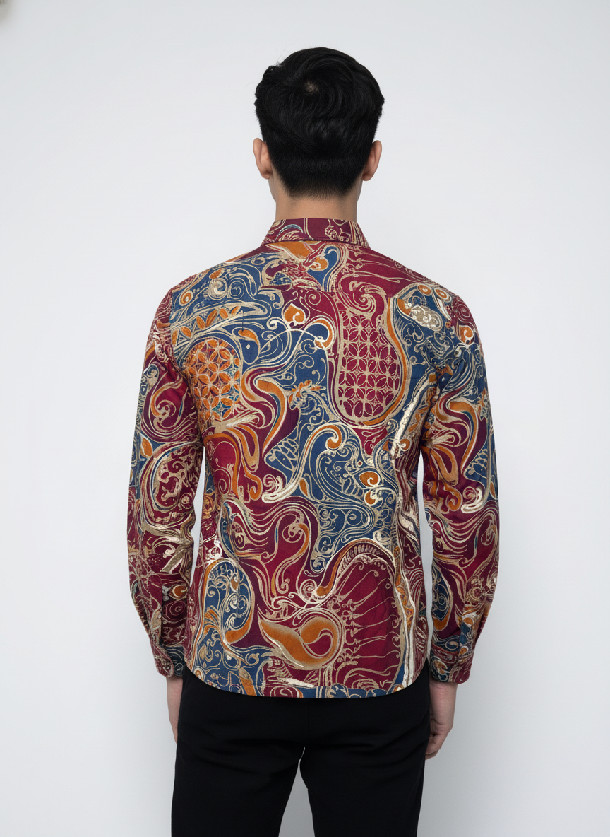 Men's Batik Shirt – Aruna Swirl | Long Sleeves