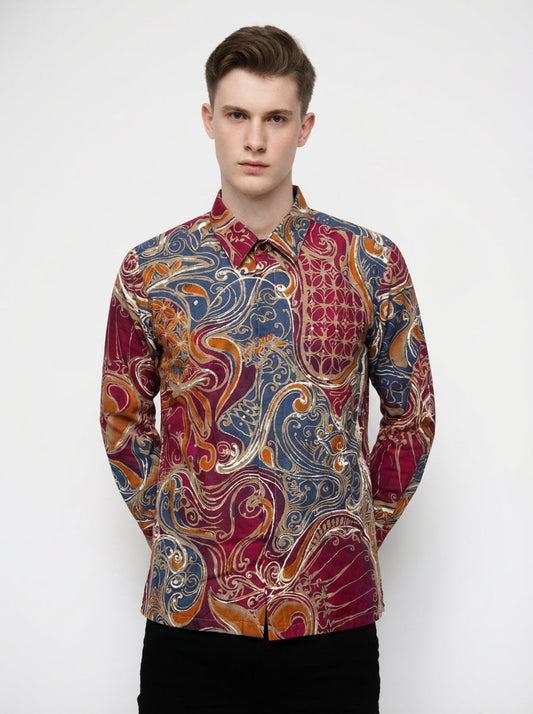 Men's Batik Shirt – Aruna Swirl | Long Sleeves
