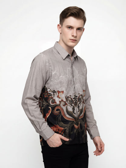 Men’s Batik Shirt – Ash Bloom | Long Sleeves
