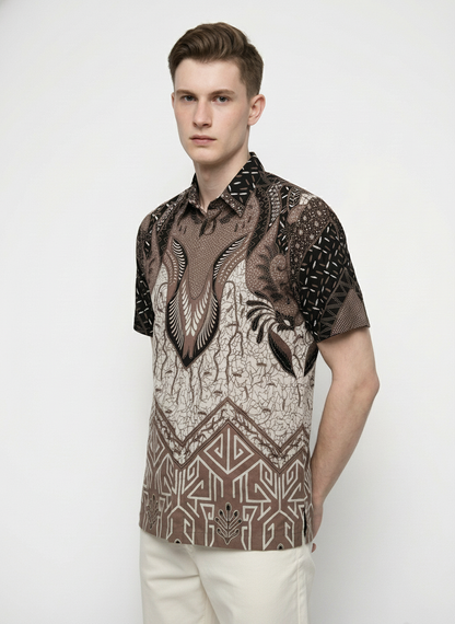 Men's Batik Shirt – Earth Crest | Short Sleeves