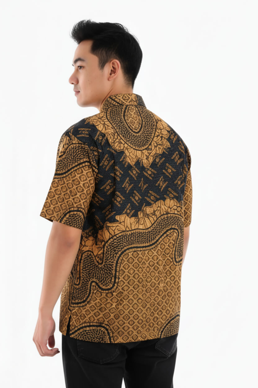 Men’s Batik Shirt – Amber Tapestry | Short Sleeves3