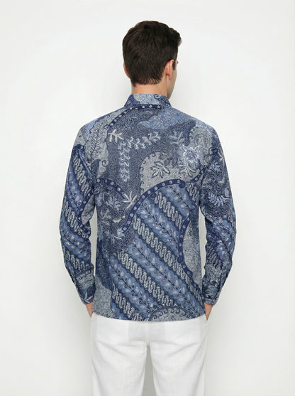 Men's Batik Shirt – Azure Fern | Long Sleeves