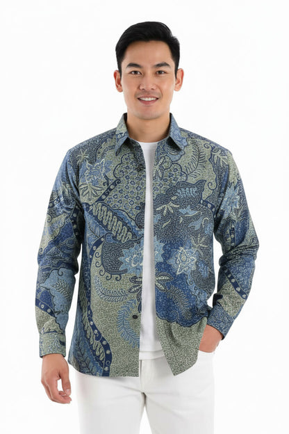 Men's Batik Shirt – Azure Fern | Long Sleeves  2