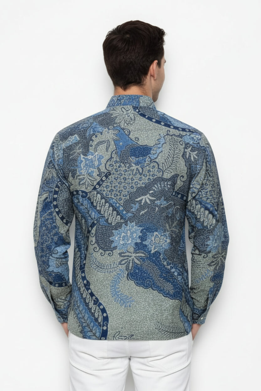 Men's Batik Shirt – Azure Fern | Long Sleeves  3