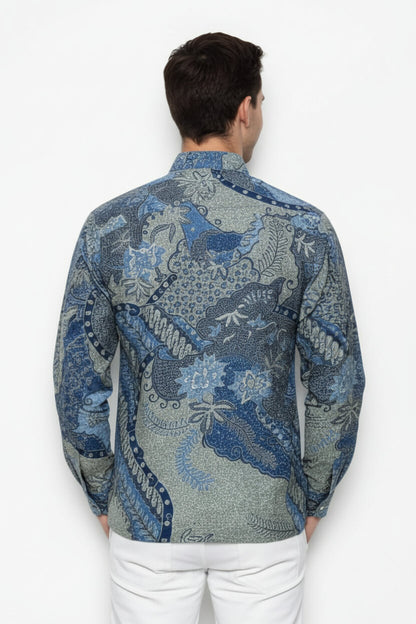 Men's Batik Shirt – Azure Fern | Long Sleeves  3