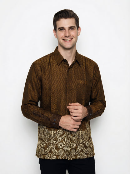 Men’s Batik Shirt – Bronze Laurel | Long Sleeves