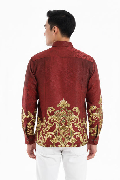 Men’s Batik Shirt – Crimson Regal | Long Sleeves 3