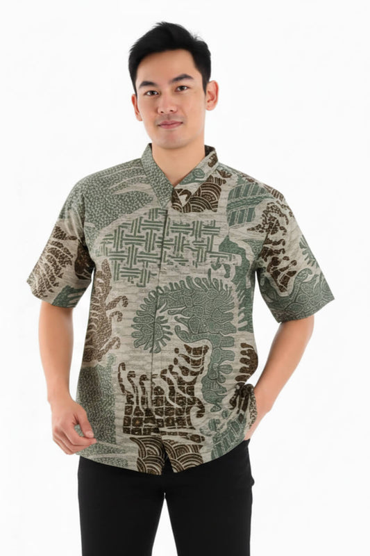 Men’s Batik Shirt – Forest Mosaic | Short Sleeve 1