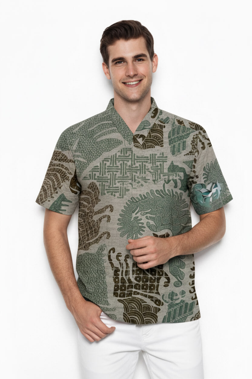Men’s Batik Shirt – Forest Mosaic | Short Sleeve 2