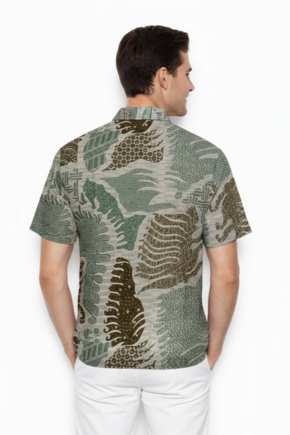 Men’s Batik Shirt – Forest Mosaic | Short Sleeve 3