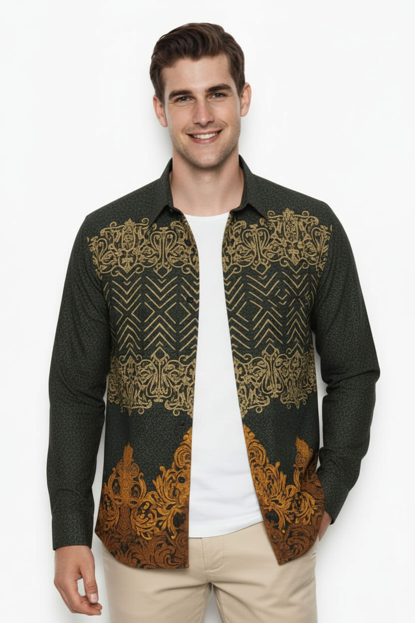 Men’s Batik Shirt – Golden Aegis | Long Sleeves2