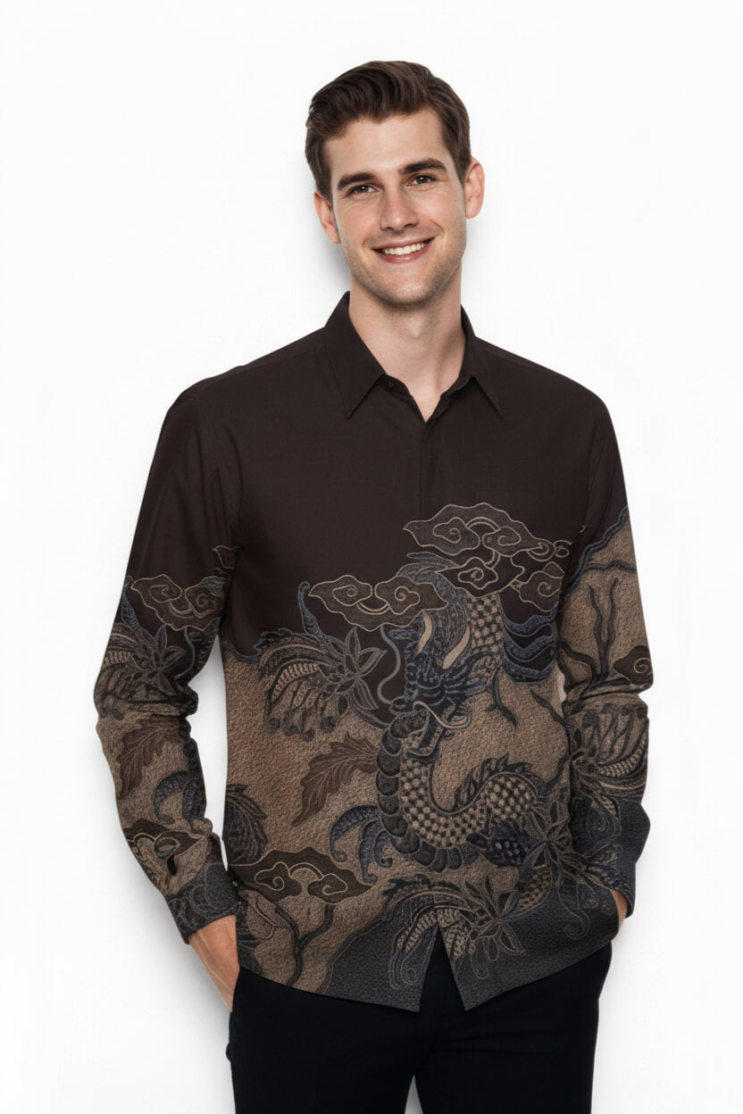 Men's Batik Shirt – Majestic Dragon | Long Sleeves 1