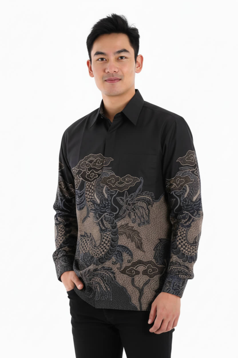 Men's Batik Shirt – Majestic Dragon | Long Sleeves 3