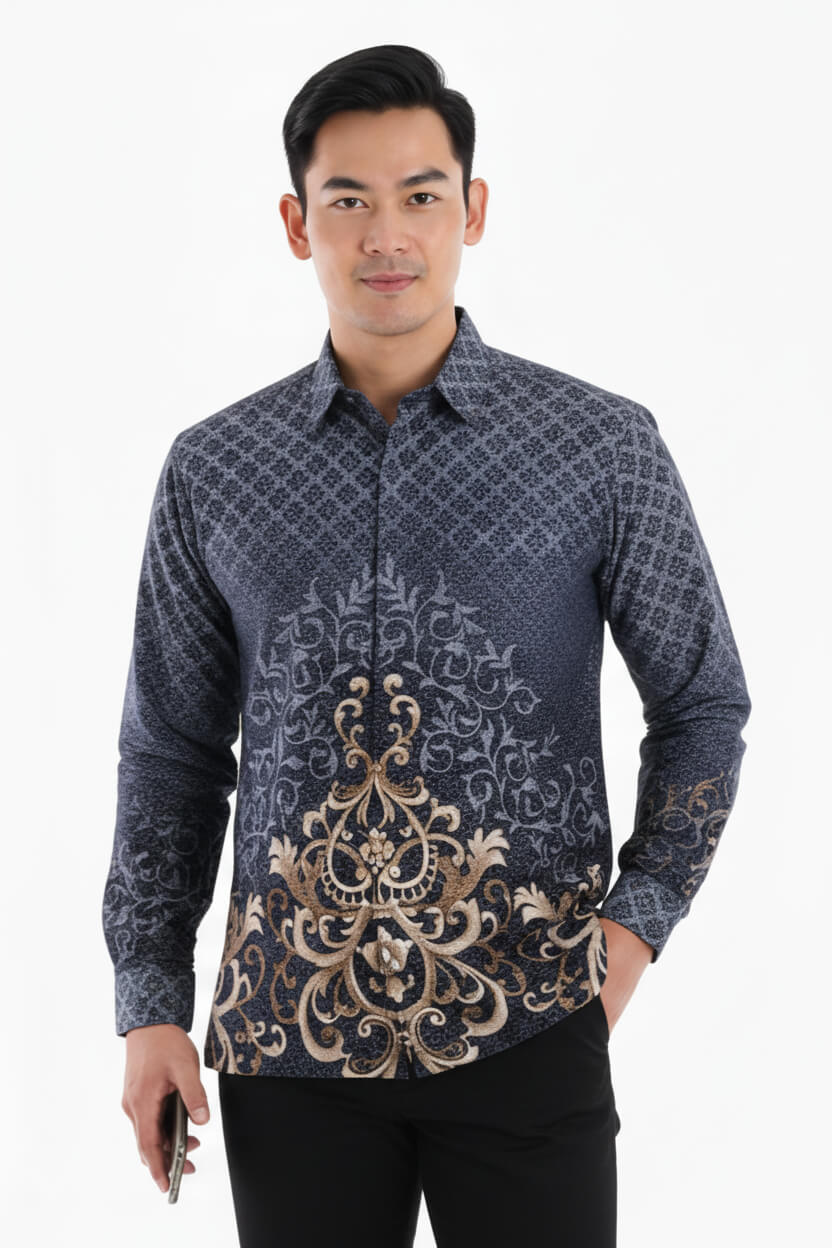 Men's Batik Shirt – Midnight Regal | Long Sleeves2