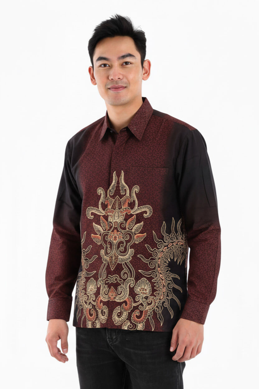 Men’s Batik Shirt – Regal Flame | Long Sleeves 2