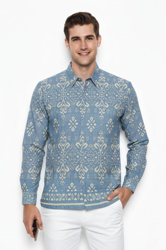 Men’s Batik Shirt – Celestial Ivory |Long Sleeves 1