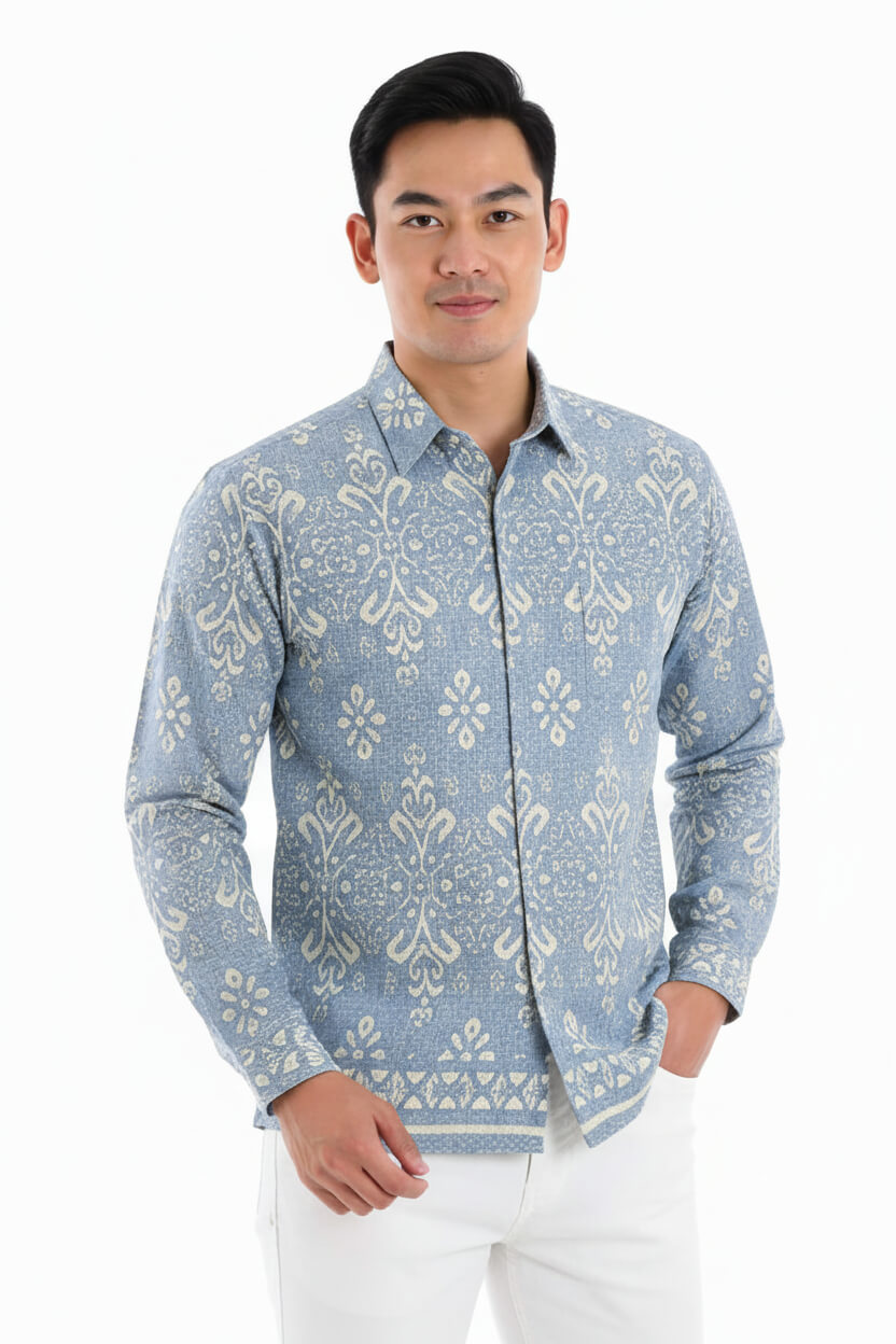 Men’s Batik Shirt – Celestial Ivory |Long Sleeves 2