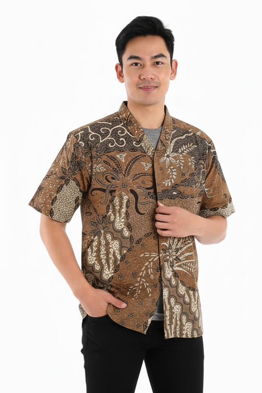 Men’s Batik Shirt – Amber Heritage | Short Sleeves 1