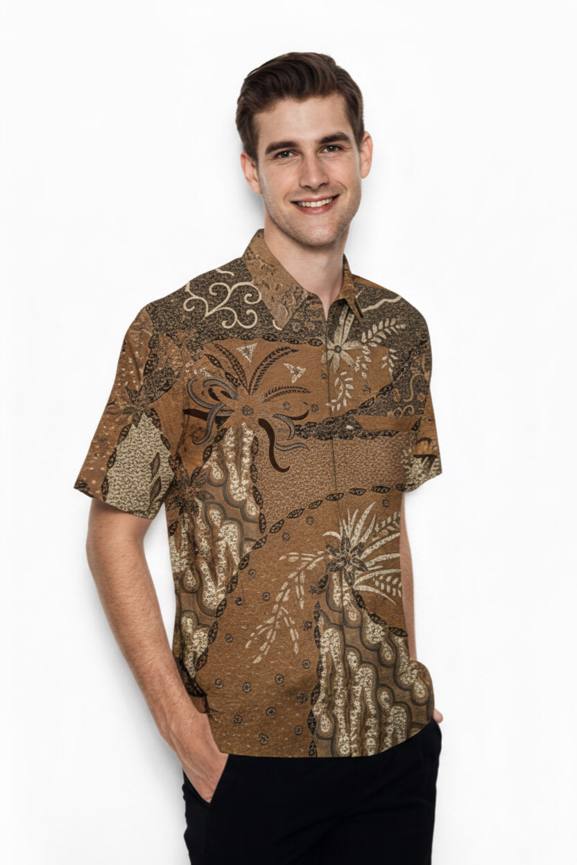 Men’s Batik Shirt – Amber Heritage | Short Sleeves 2