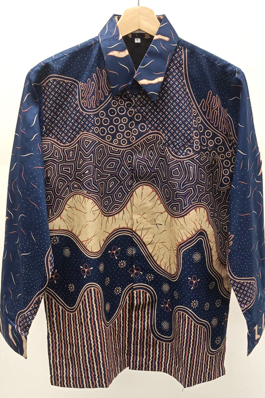 Men's Batik Shirt - Midnight Earth | Long Sleeves