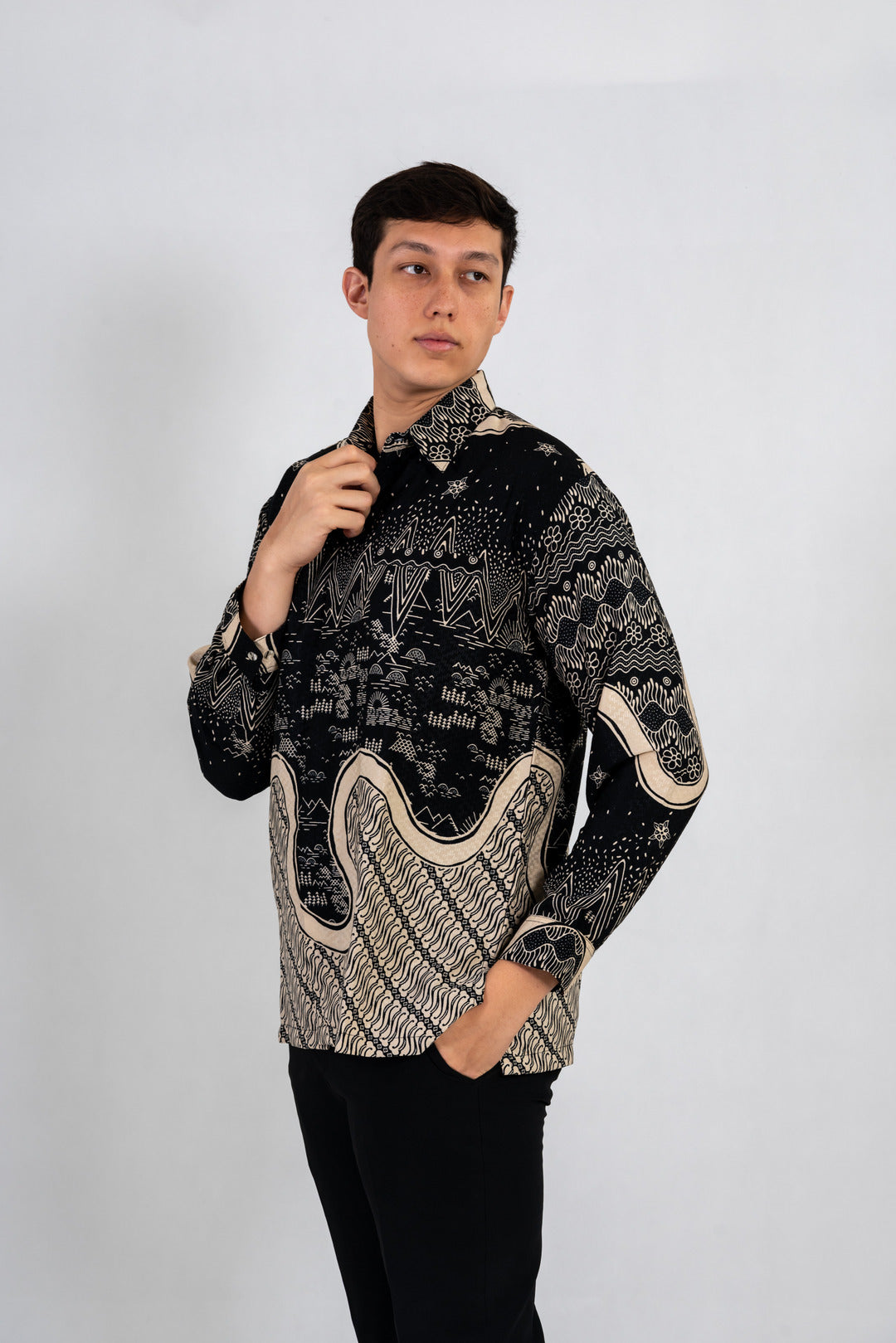 Men's Batik Shirt - Nightscape | Long Sleeves 3