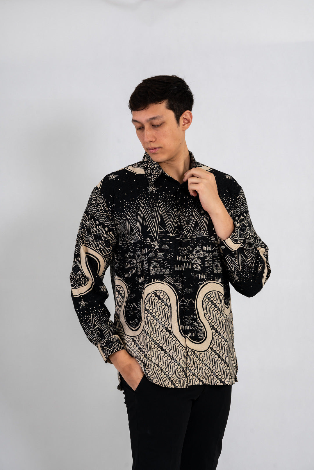 Men's Batik Shirt - Nightscape | Long Sleeves 4