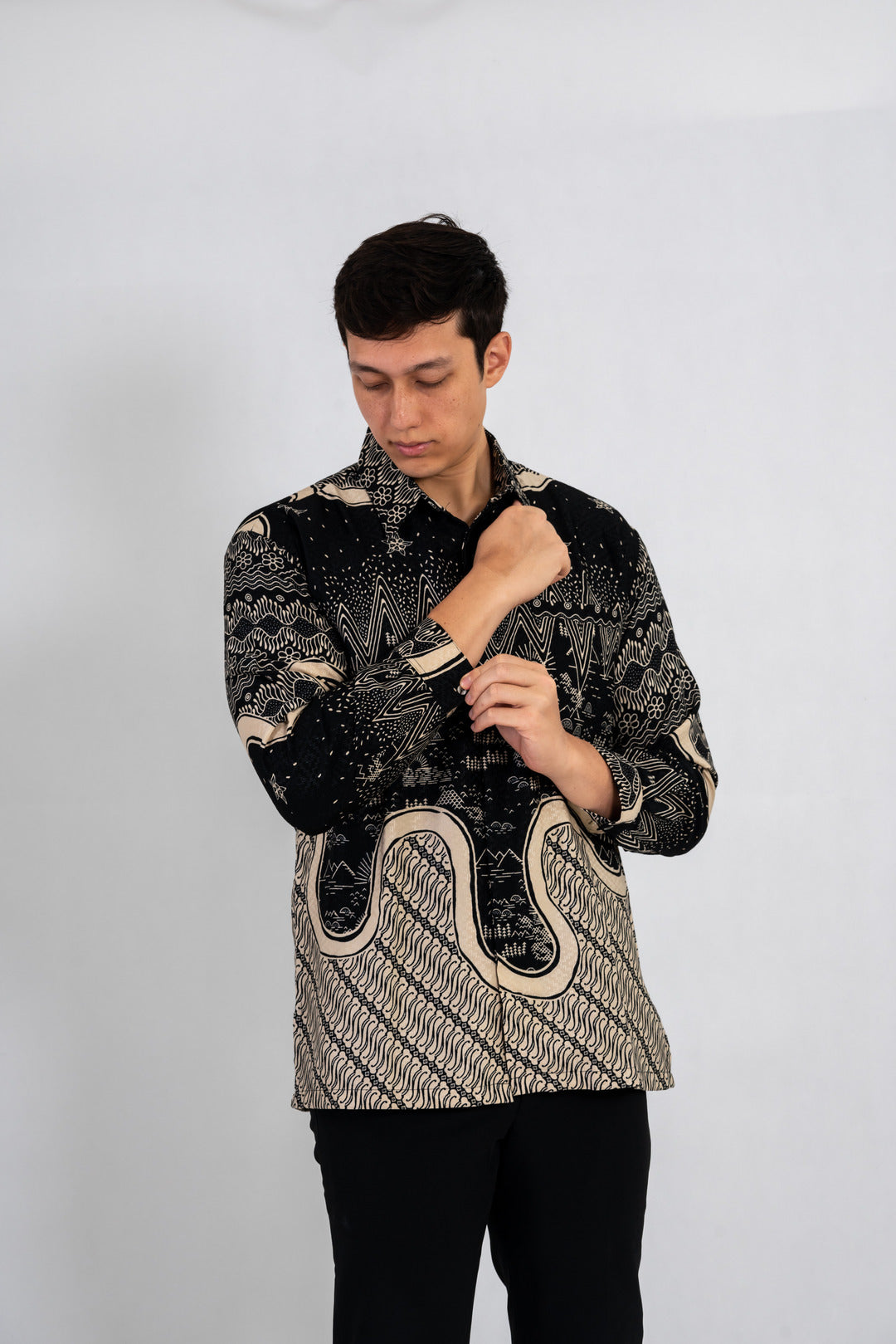 Men's Batik Shirt - Nightscape | Long Sleeves 5