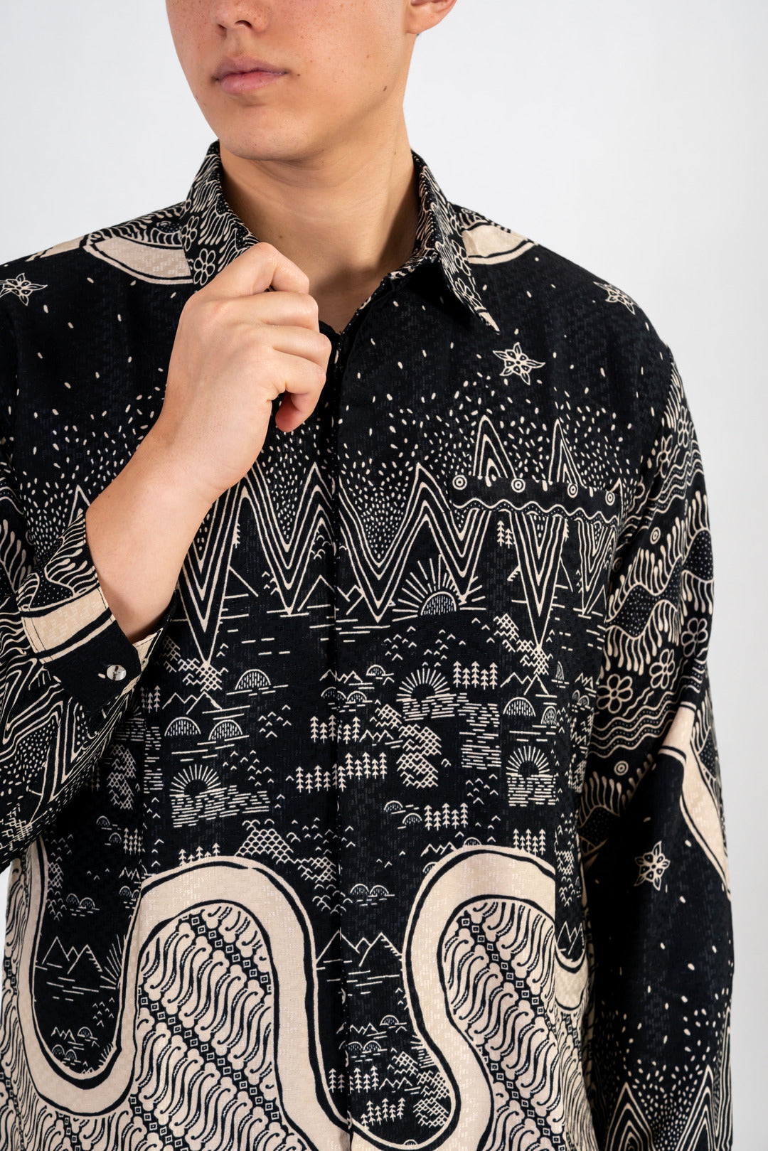 Men's Batik Shirt - Nightscape | Long Sleeves 6