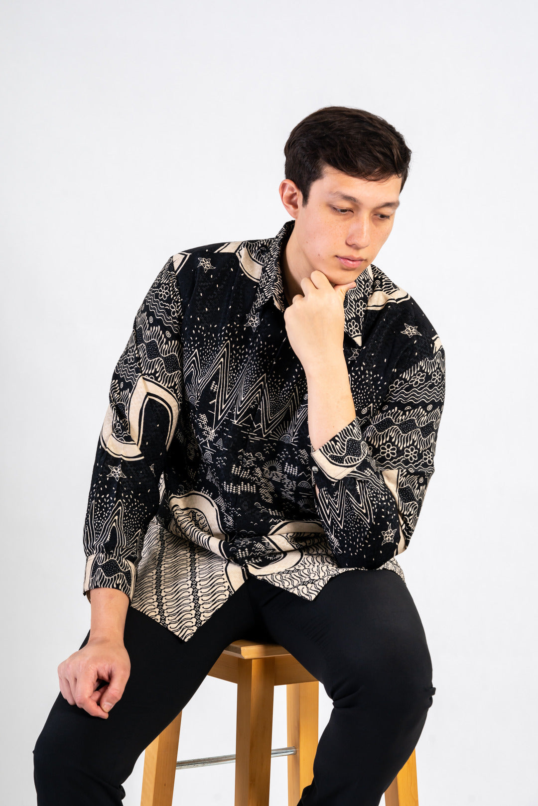 Men's Batik Shirt - Nightscape | Long Sleeves 7