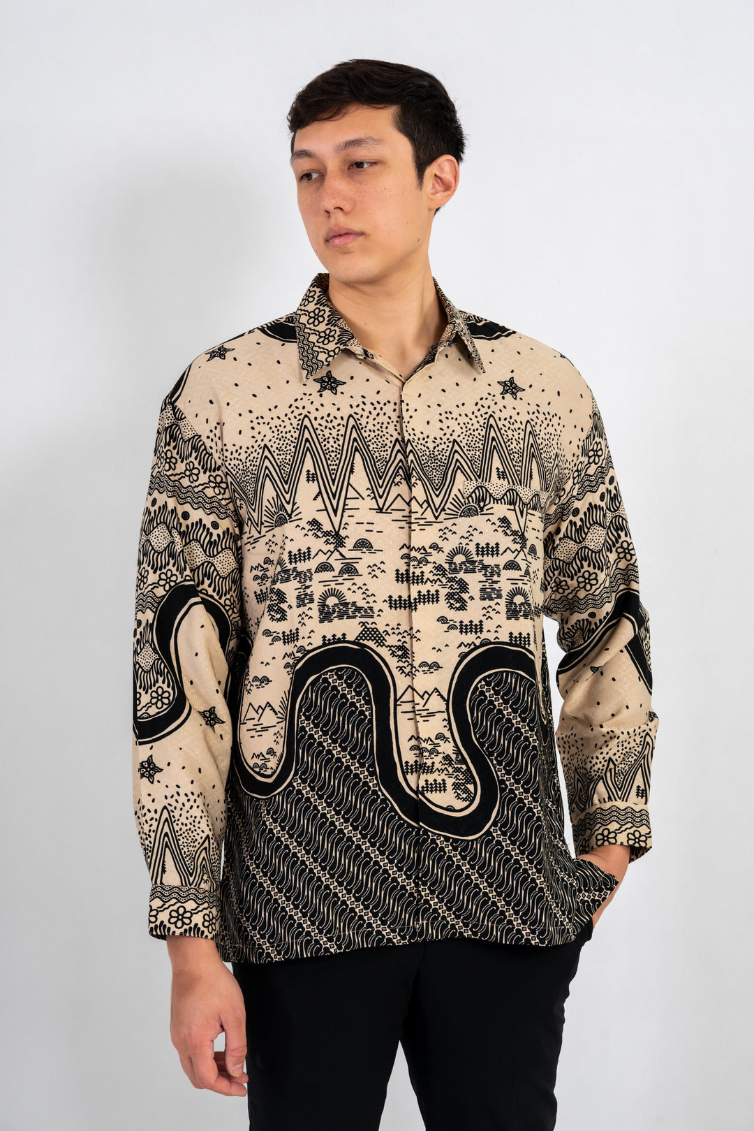 Men's Batik Shirt - Sandscape | Long Sleeves