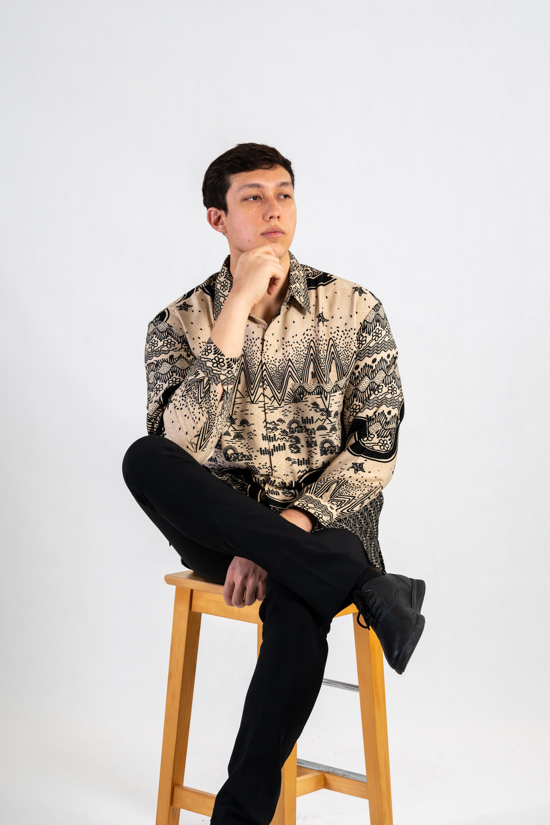 Men's Batik Shirt - Sandscape | Long Sleeves 8