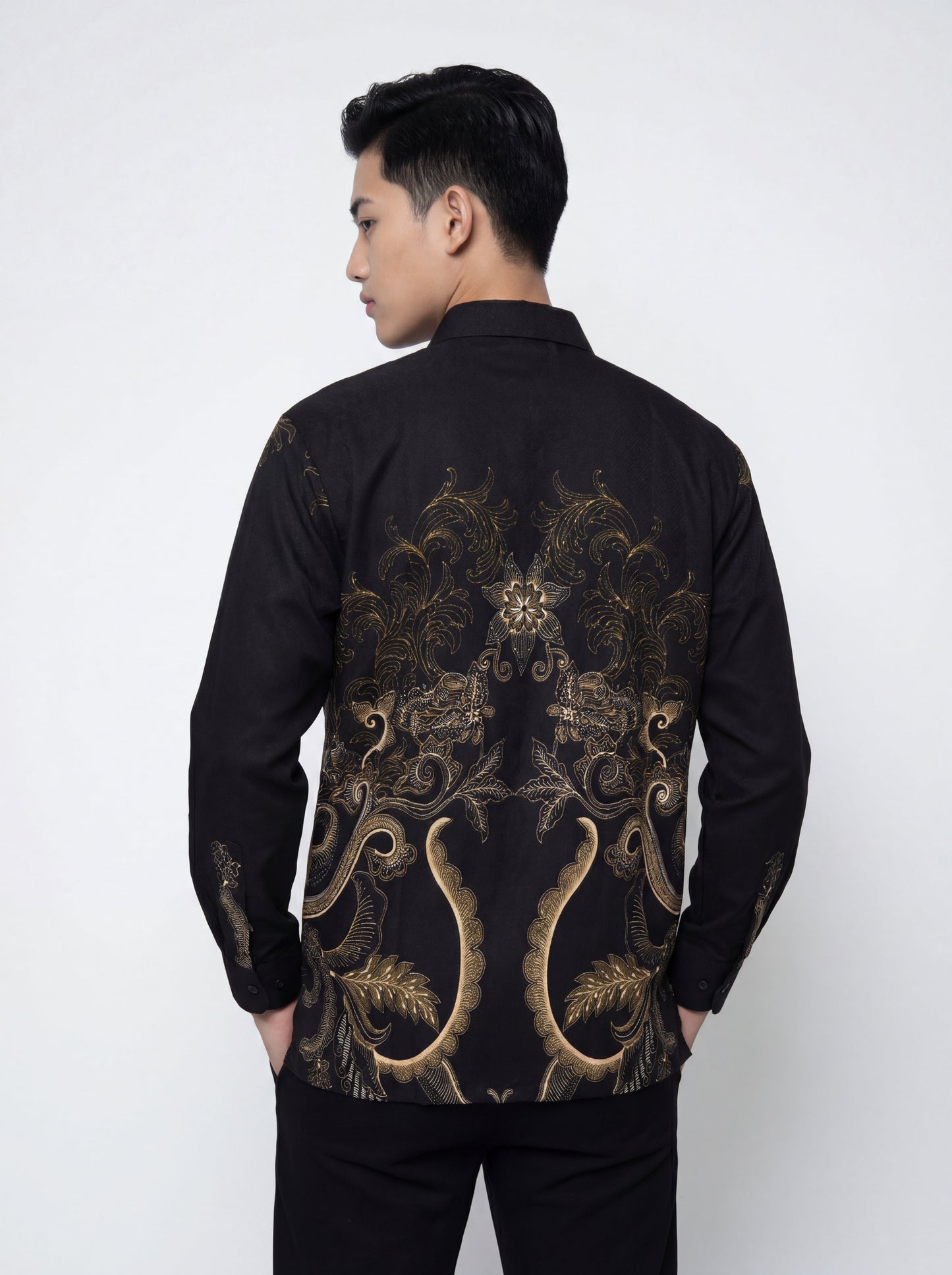 Men’s Batik Shirt – Midnight Fern | Long Sleeves