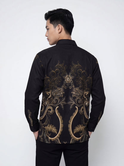 Men’s Batik Shirt – Midnight Fern | Long Sleeves