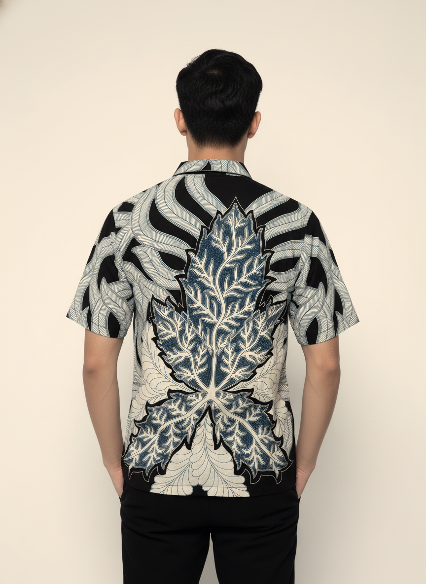 Men's Batik Shirt – Palmate Azure | Short Sleeves