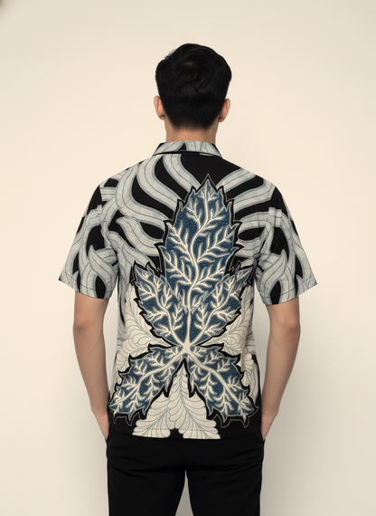 Men's Batik Shirt – Palmate Azure | Short Sleeves