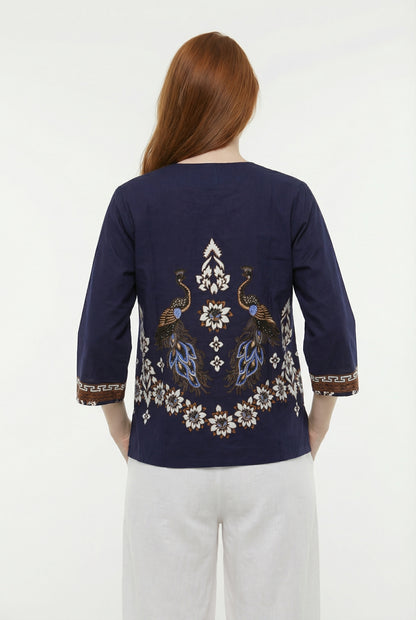 Women's Batik Blouse - Geometric Harmony