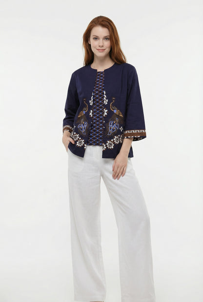 Women's Batik Blouse - Geometric Harmony