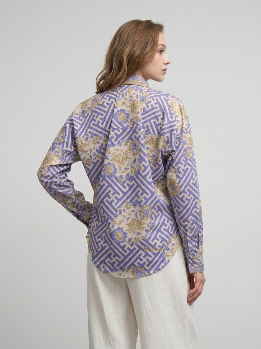 Women's Batik Blouse - Labyrinth Blossom