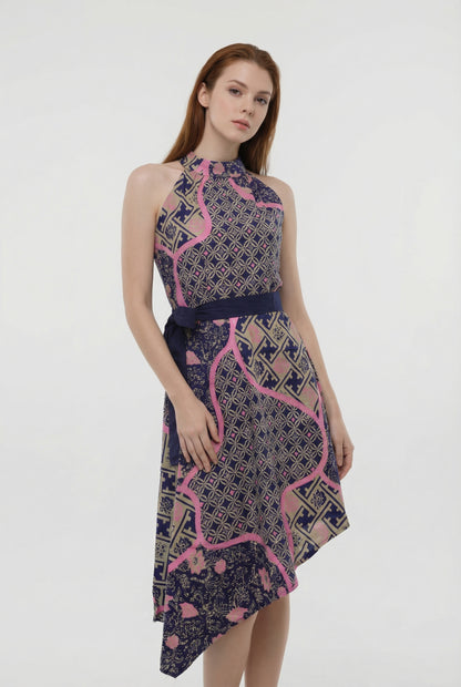 Women's Batik Halter Dress - Butterfly Grace
