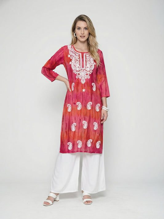 Women’s Batik Kurti – Pink Paisley Elegance