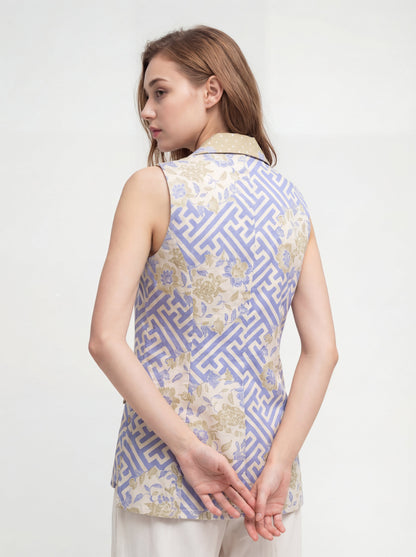 Women's Batik Vest - Labyrinth Blossom