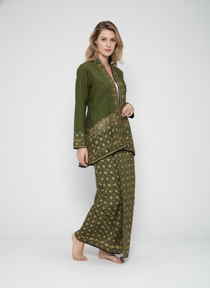 Women's Batik Kebaya Lidia Set - Forest Green 2