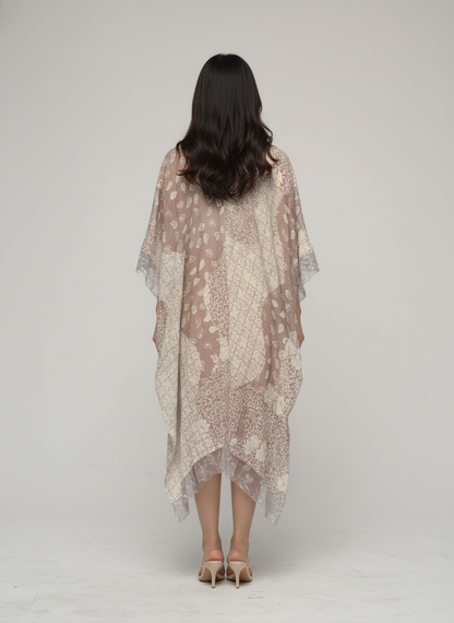 Women's Batik Kebaya Luna Kaftan Tile - Mocca Leaf 2