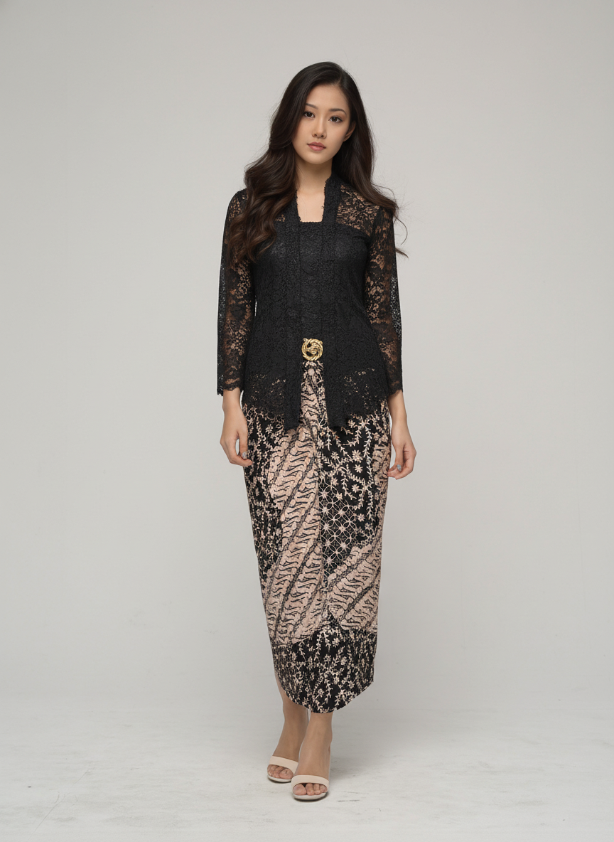 Women's Batik Kebaya Stella New Kutu 4in1 - Black 1